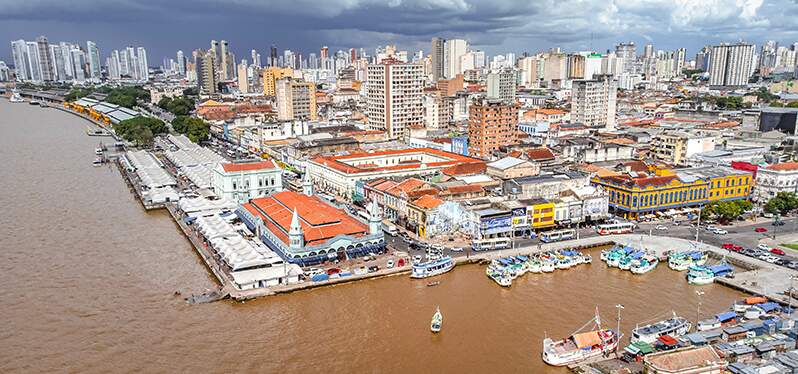 Imagem da aerea da cidade de Belém. Foto: Adobe Stock