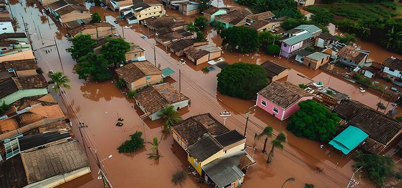 RIo Grande do Sul inundado. Desastres naturais no Brasil. Foto: Adobe Stock